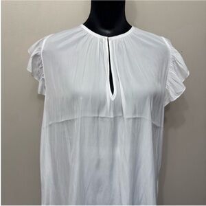 NWT Ramy Brook Women’s White Flutter Sleeve Keyhole Top M